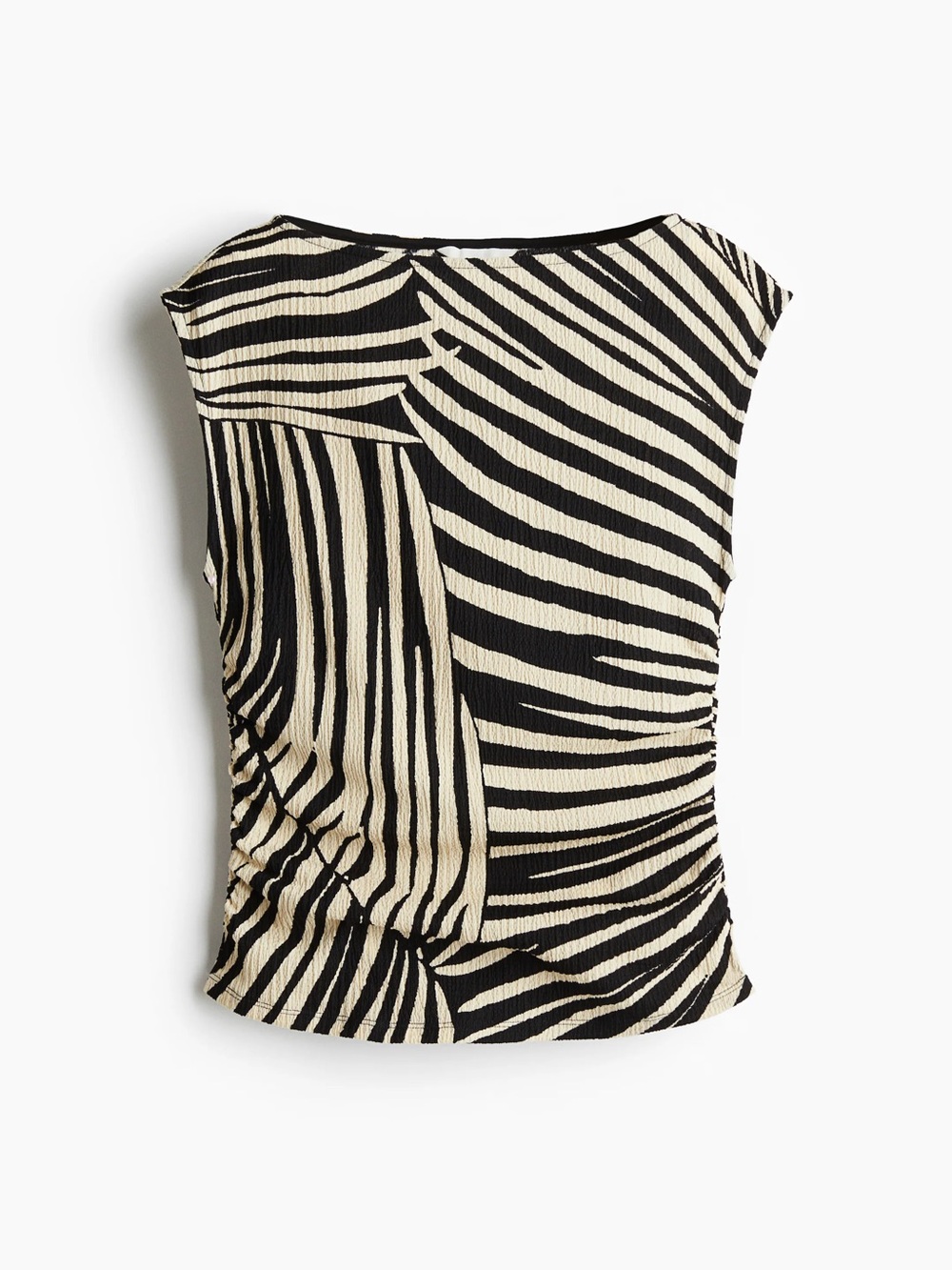 H&M Zebra-Print Sleeveless Top - Black & Cream
